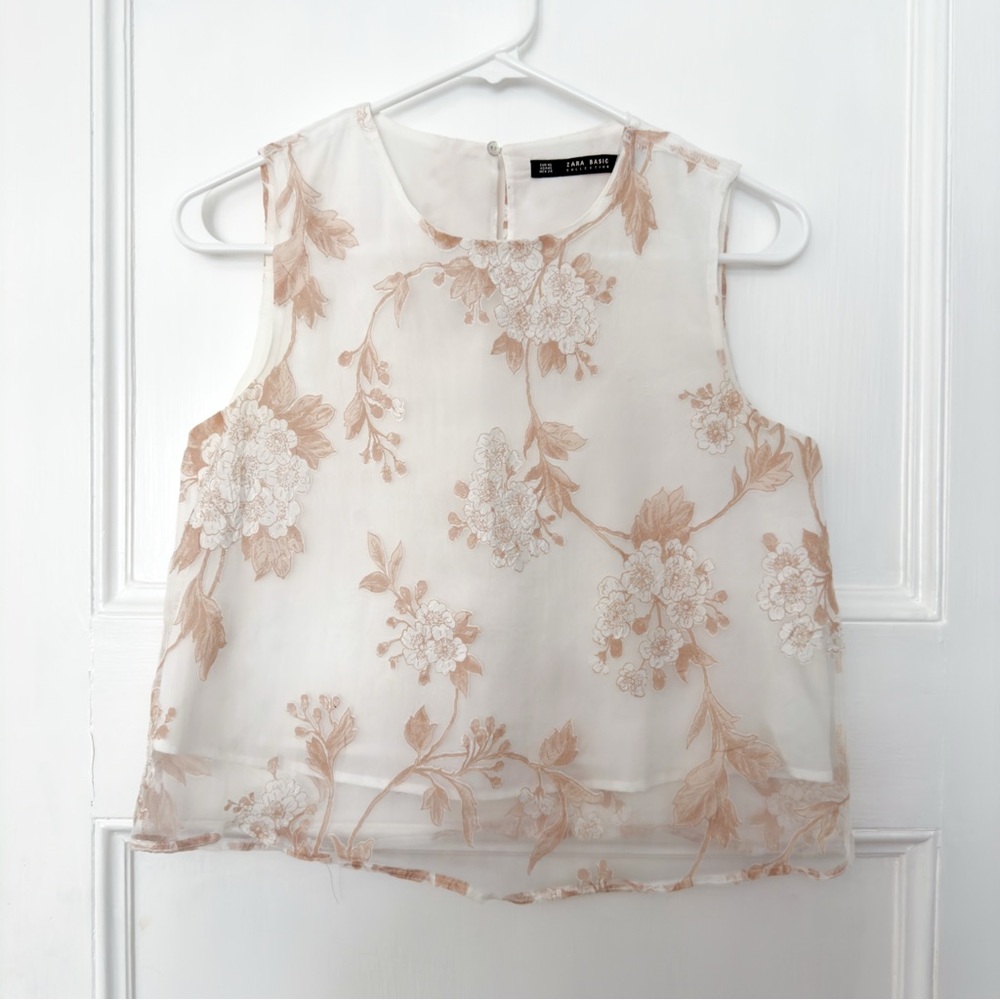 Zara Floral Sleeveless Blouse